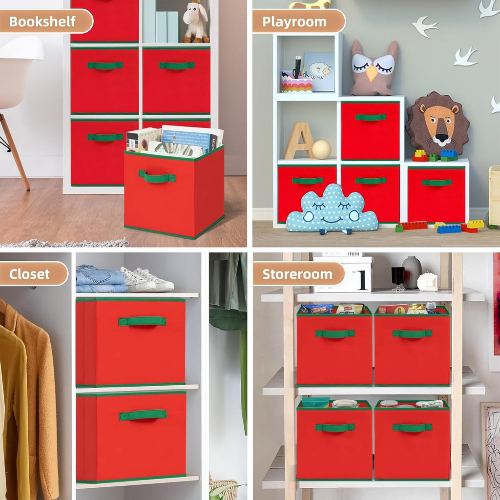 Storage Maniac Storage Cubes - Durable 11-Inch Fabric Bins | Foldable Collapsible Baskets in Red for Easy Organization