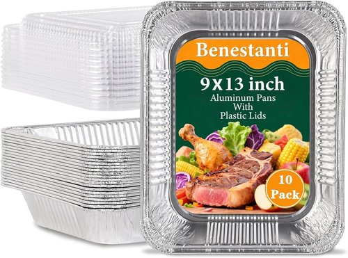 Aluminum Pans 9x13 Inch - Disposable Baking Pans with Clear Lids | 10 Pack for Meal Prep & Storage