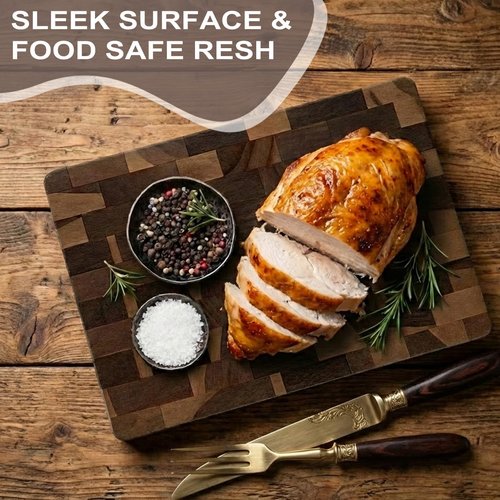 3 Pcs Acacia Wood Cutting Board, Wooden Cutting Boards for Kitchen, Reversible Wooden Chopping Board, End Grain Cutting Board, Built-In Handles, Wooden Trays for Meat, Fruit Vegetable and Cheese