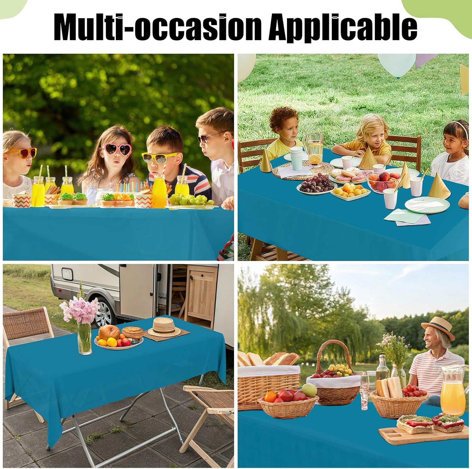 Smiry Disposable Table Cloth - Waterproof 54 x 78 Inch Rectangle Covers | 6 Pack in Aqua for Parties