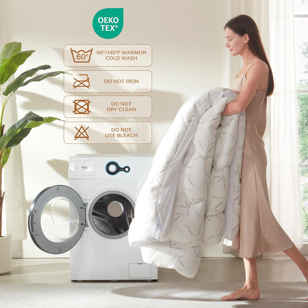PRIMESOFT 100% Waterproof Queen Mattress Topper - Thick Pillow Top for Back Pain Relief | 21-Inch Deep Pocket, Soft & Breathable (White)