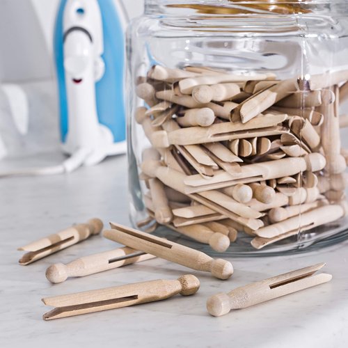 Honey-Can-Do 100 Pack Round Birch Wood Clothespins, Durable Wood Clips For Hanging Clothes, Pins, And Laundry, For Organizing, Drying & Everyday Use, Practical Hanging Solutions, Reliable Wooden Clips
