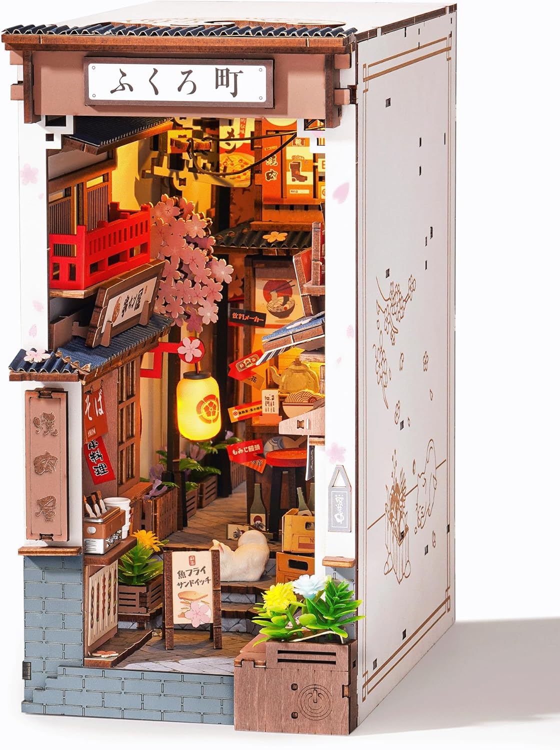Rolife Book Nook Kit - Sakura Wine Alley 3D Wooden Puzzle | Japanese-Inspired DIY Miniature Dollhouse for Bookshelf Decor