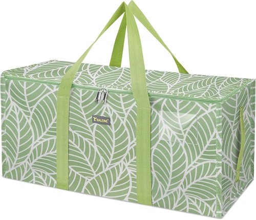 BALEINE Extra Large Storage Tote - Heavy-Duty Oxford Fabric with Zippers & Handles | Antique Foliage Design
