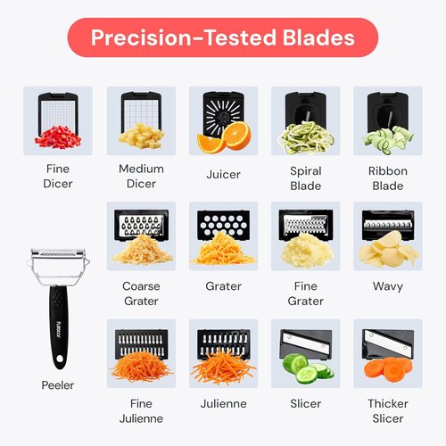 Fullstar Premium Vegetable Chopper | 14-in-1 Food Chopper & Mandoline Slicer with Container - Silver
