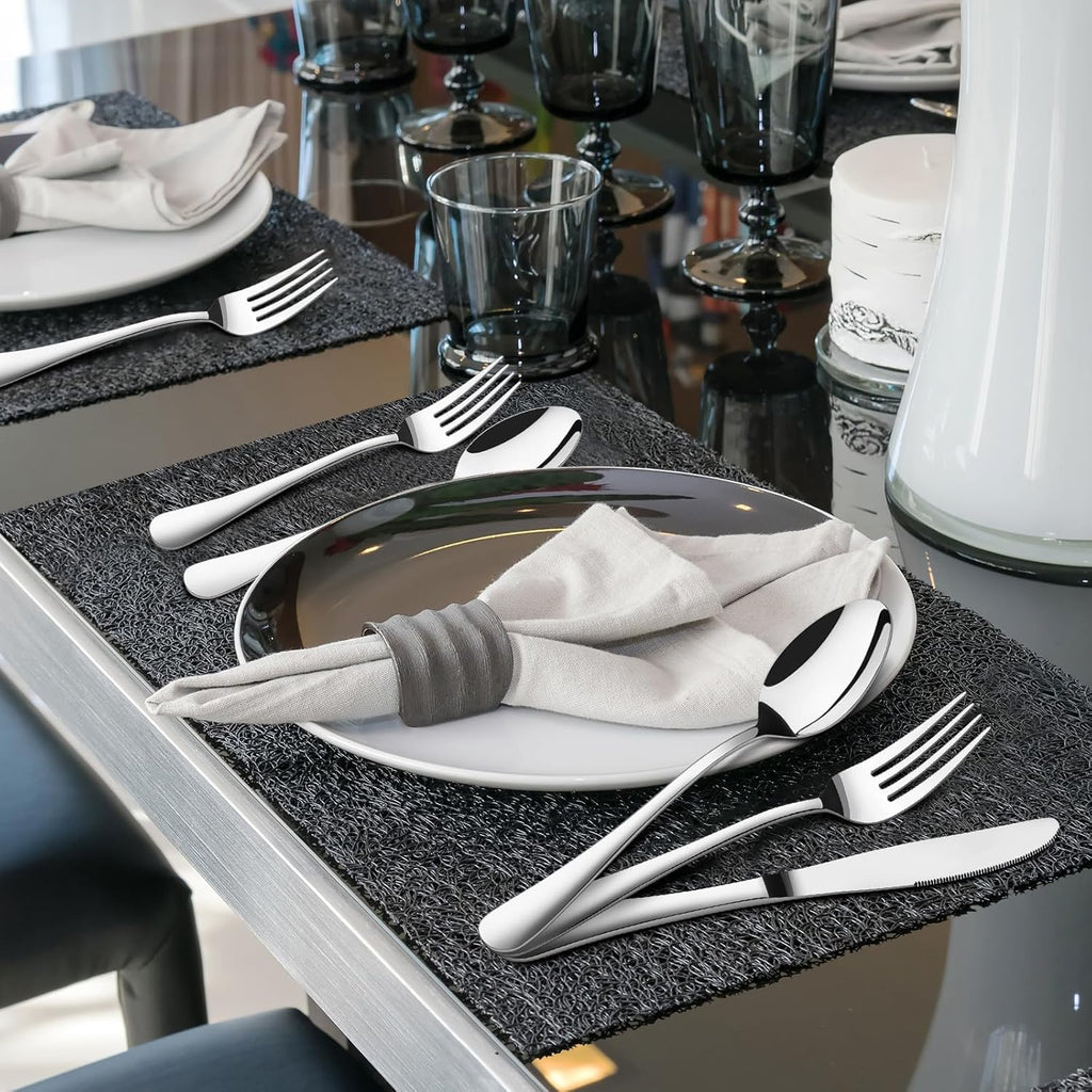 Regine Switzerland 60-Piece Silverware Set - Heavy-Duty Stainless Steel Utensils for 12 | Dishwasher Safe Gift Set
