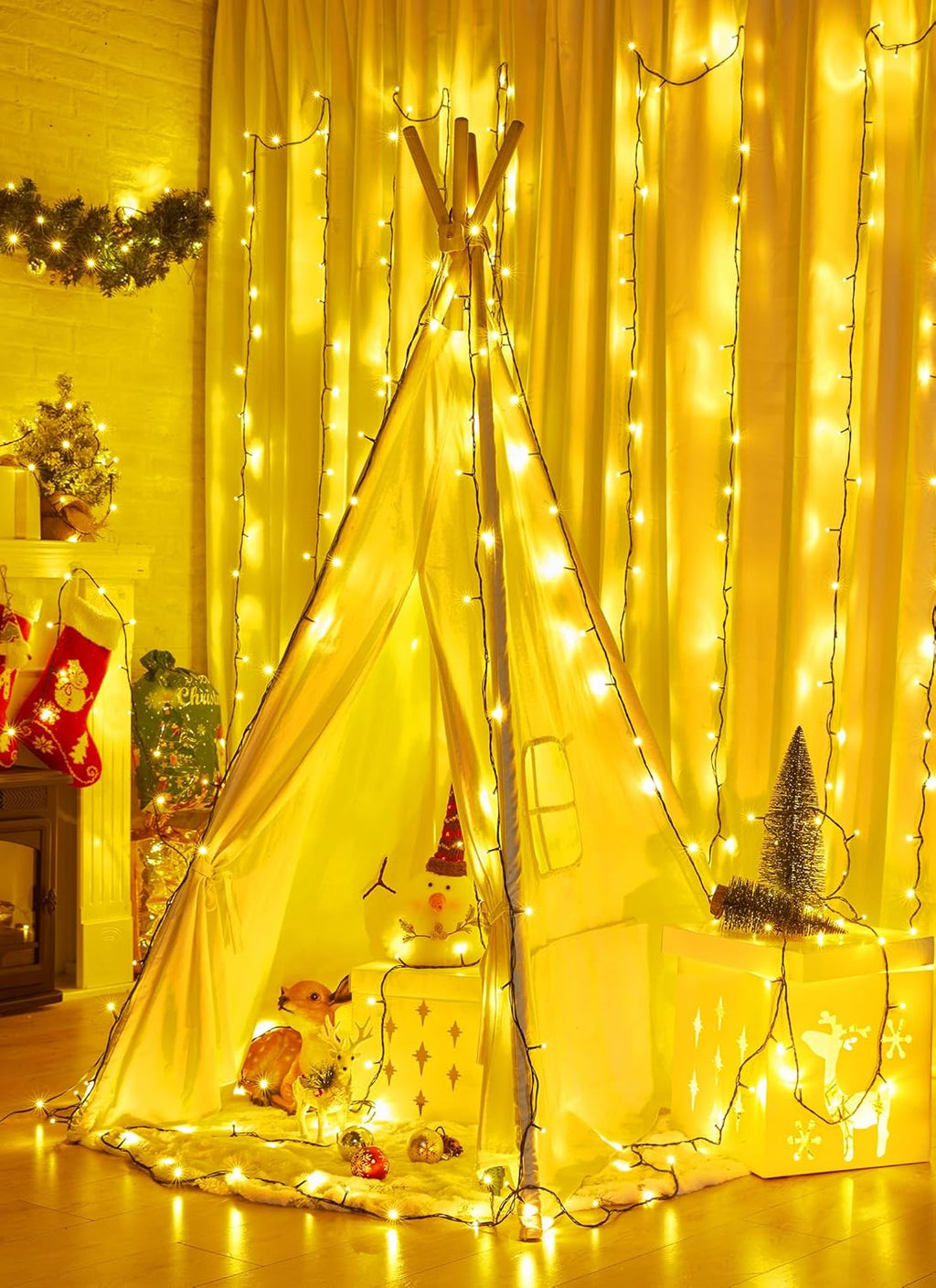 66FT 200 LED Christmas Tree Lights - Twinkle Fairy String Lights with 8 Flashing Modes | Warm White