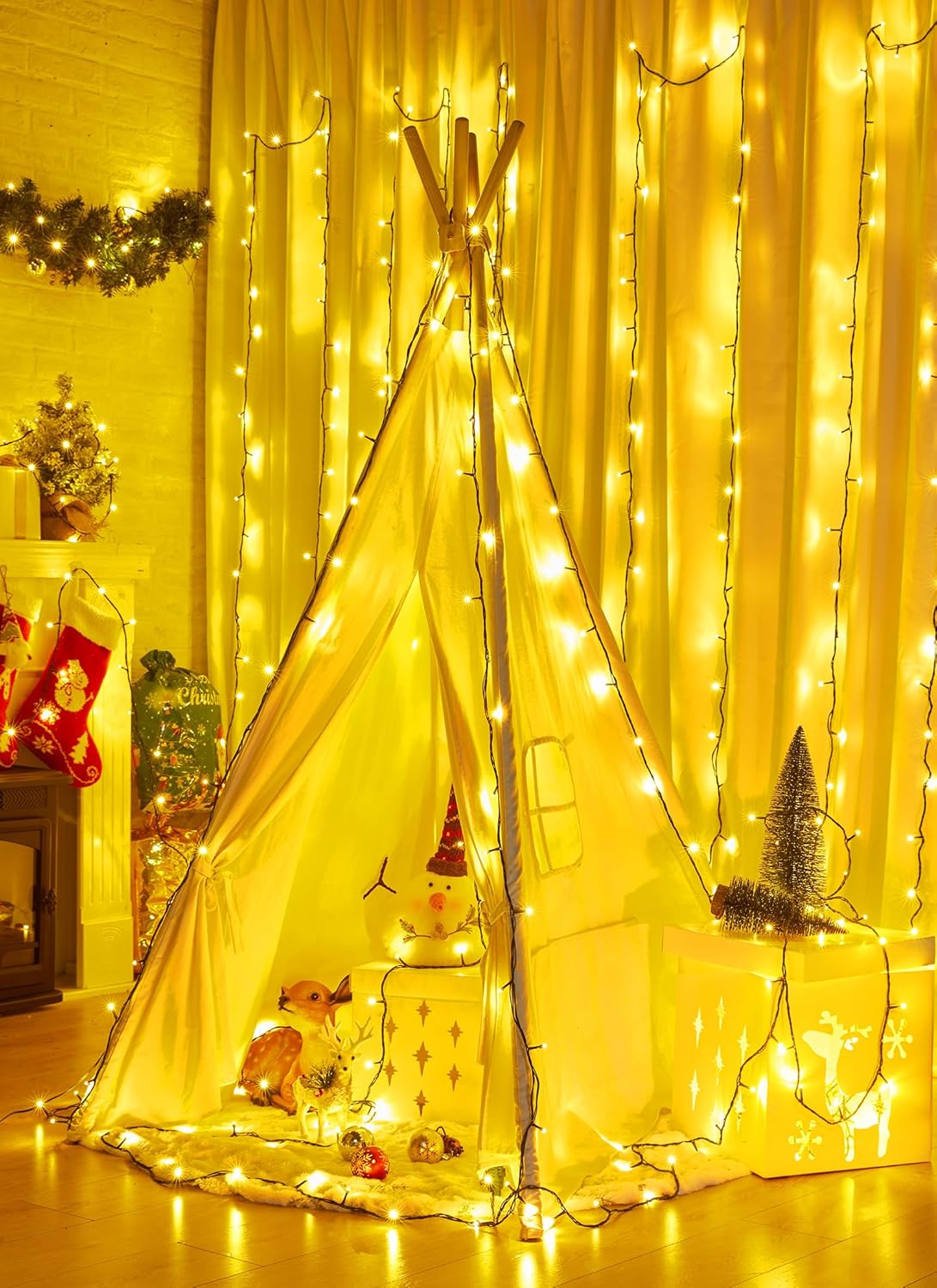 66FT 200 LED Christmas Tree Lights - Twinkle Fairy String Lights with 8 Flashing Modes | Warm White