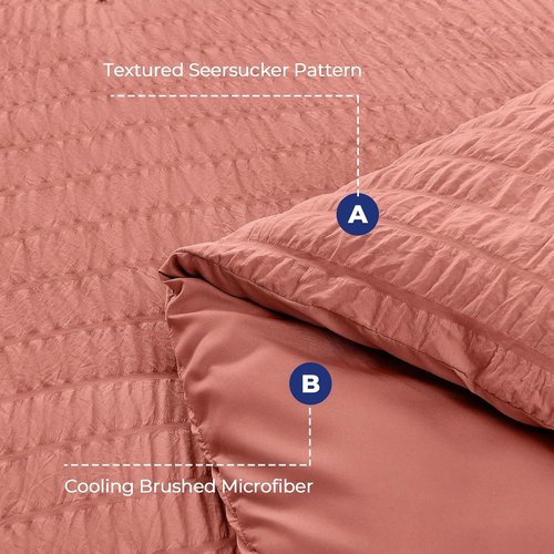 HYMOKEGE Twin XL Comforter Set - Luxury 5-Piece Seersucker Bedding Set for All Seasons | Includes Comforter, Sheets, Pillowcase & Sham