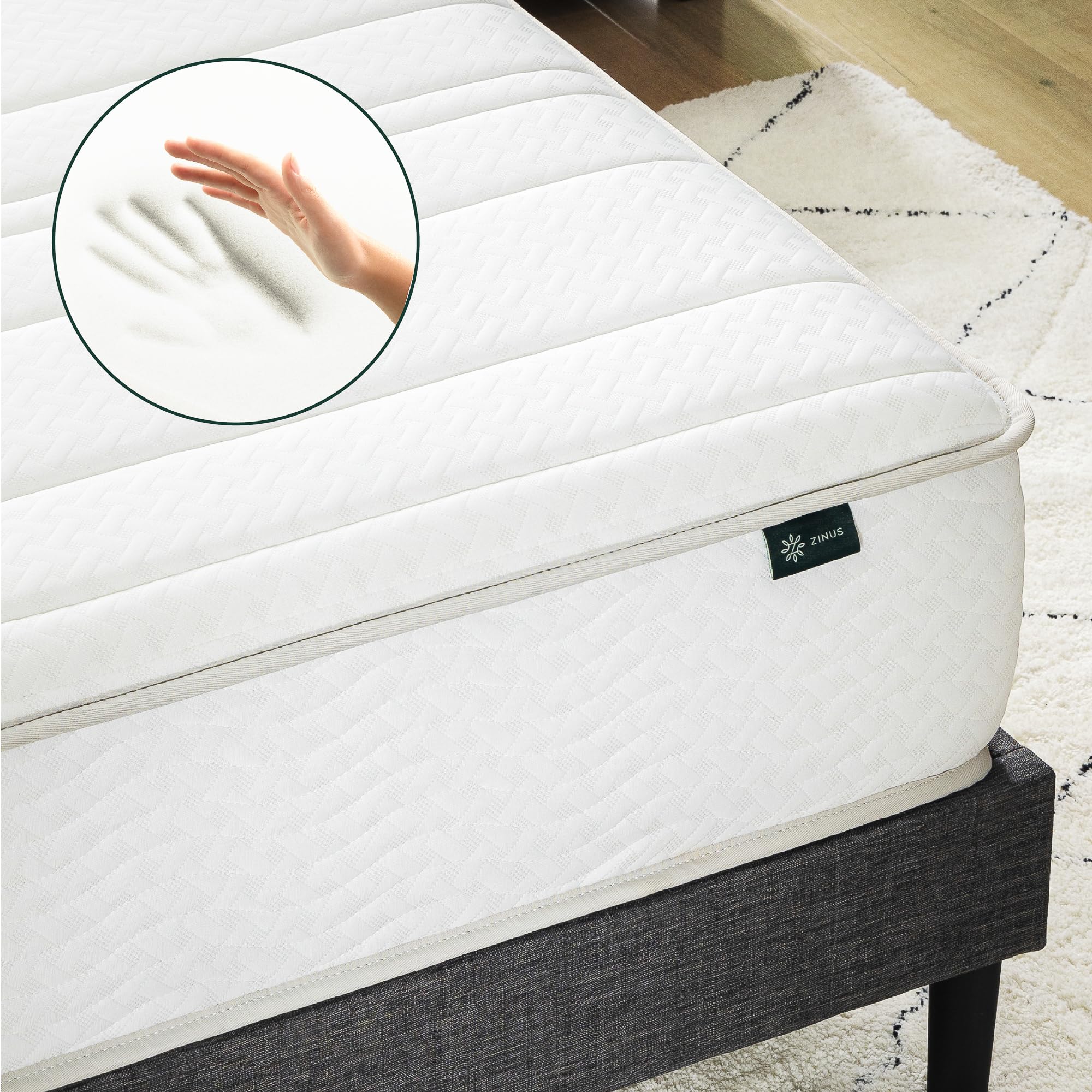 Zinus 6 Inch Foam and Spring Hybrid Mattress [New Version], Twin, Medium Firmness, Durable Support, Certified Safe Foams & Fabric, Mattress in A Box, White