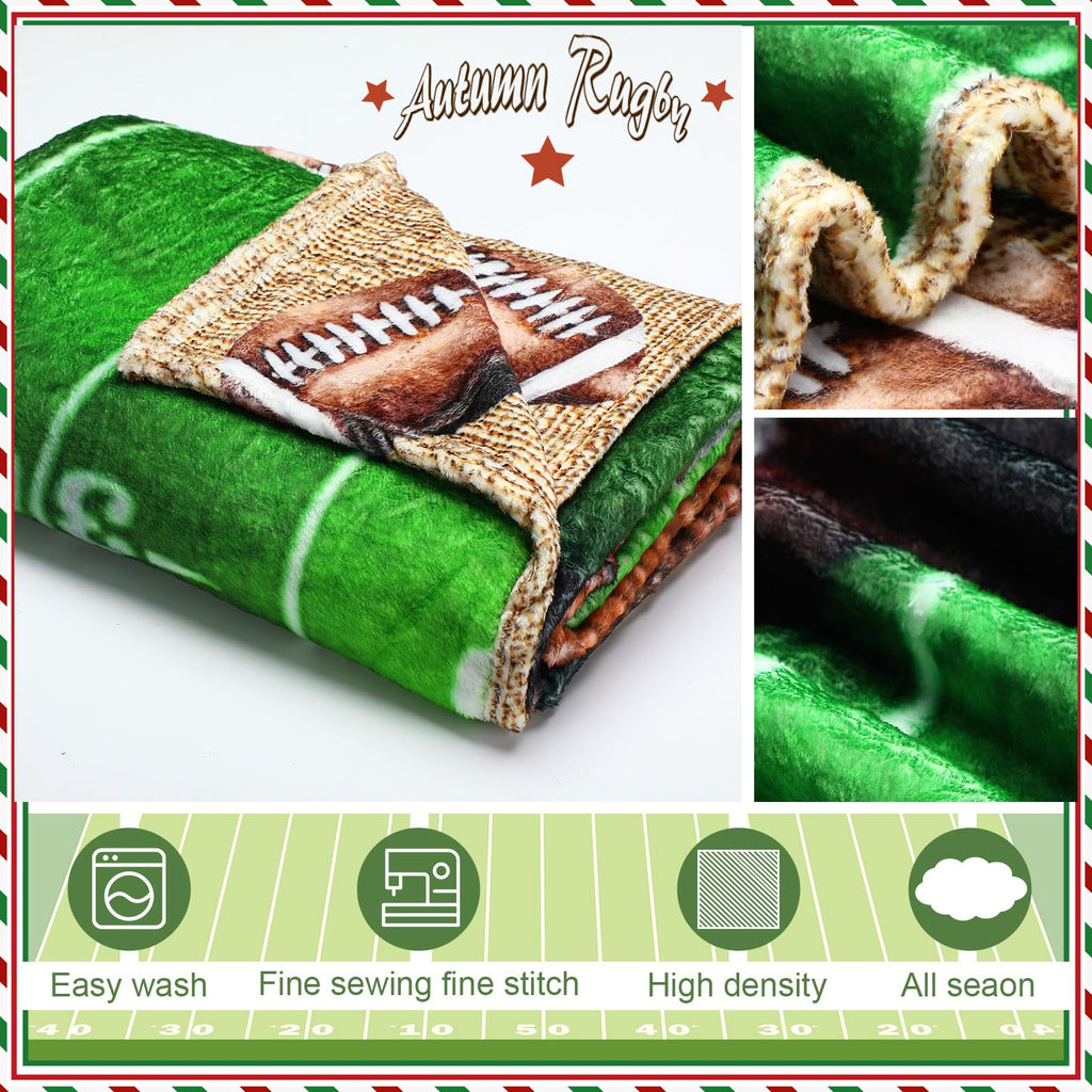 FuWeave Reversible Football Throw Blanket Double Sided Ultra Plush Blanket for Football Lover Gift Birthday Party Decor Home Bed Sofa Couch, 60 x 50 Inch