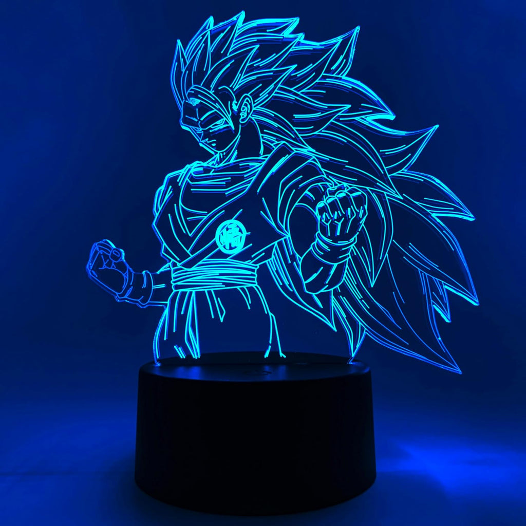 Otaku Lamps Super Saiyan 3 Goku Dragon Ball Super - 16 Color RGB LED Anime Night Light | 3D Room Décor Gift
