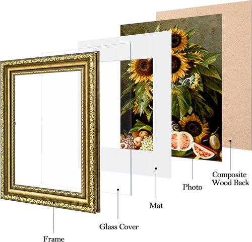 Eletecpro 8x10 Picture Frames - Vintage Gold Frames with Glass Cover for 5x7 or 8x10 Photos