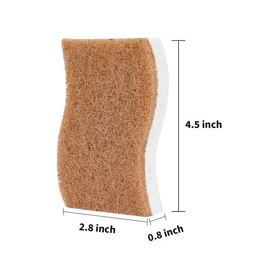 HileSwan Natural Kitchen Sponges, 12 Pack Non-Scratch Scrubber, Biodegradable Compostable Sisal Cellulose Dish Scrub Sponges, Household Cleaning Sponges for Dishes