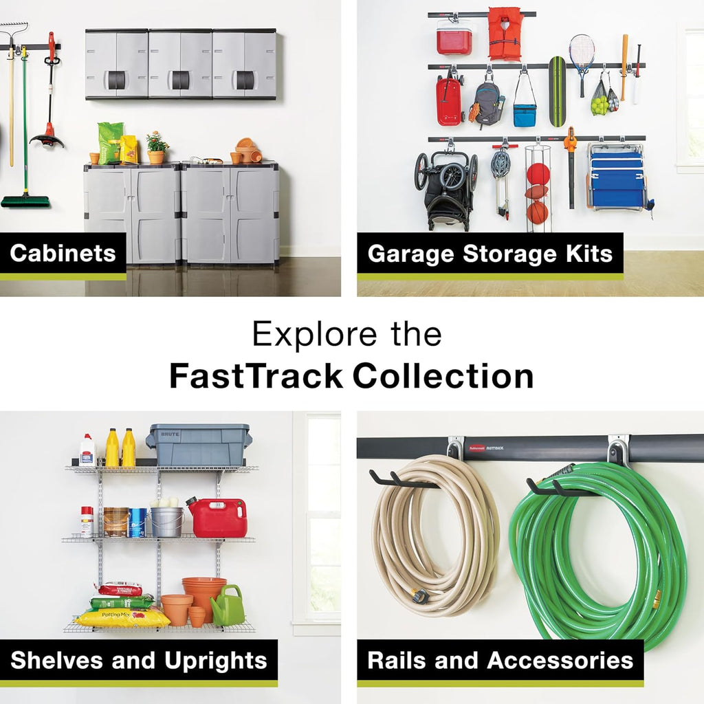 Rubbermaid FastTrack Wall Mounted Storage System - 48" Horizontal Rail | 2-Pack Holds 1750 lbs Each
