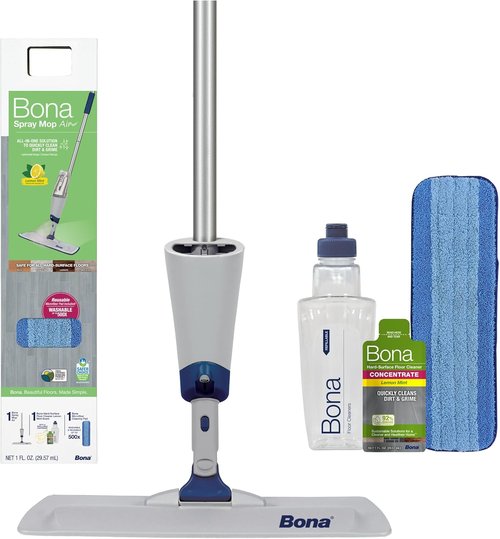 Bona Spray Mop Air - Lightweight Multi-Surface Mop with Lemon Mint Cleaner & Microfiber Pad