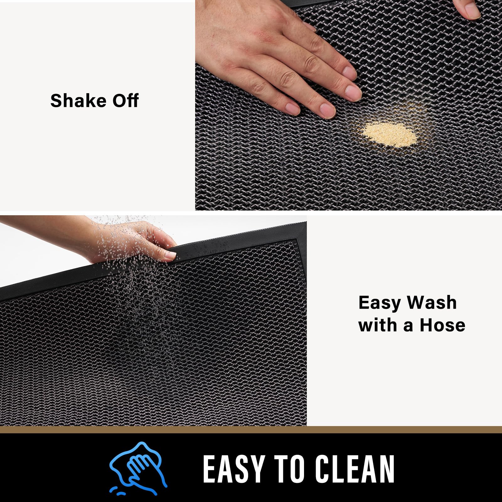 PLEASOR Front Door Mat Indoor Outdoor Entrance, Sturdy Natural Rubber Doormat, Resists Dirt and Absorbent, Low Profile Welcome Mat for Outdoor Entry, 17x30, Grey