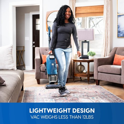 Vacmaster UB0302E Bagged Upright Vacuum Lightweight Cleaner 2-Motor Power Suction with HEPA Filtration, LED Headlight for Pet Hair, Carpet and Hardwood Floor, Blue