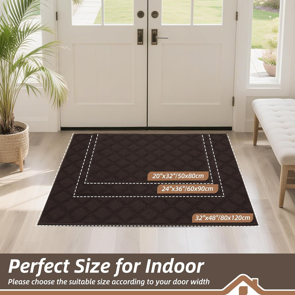 BEQHAUSE Dirt Trapper Door Mat - Non-Slip, Washable, Absorbent Entrance Mat | 20" x 32", Brown