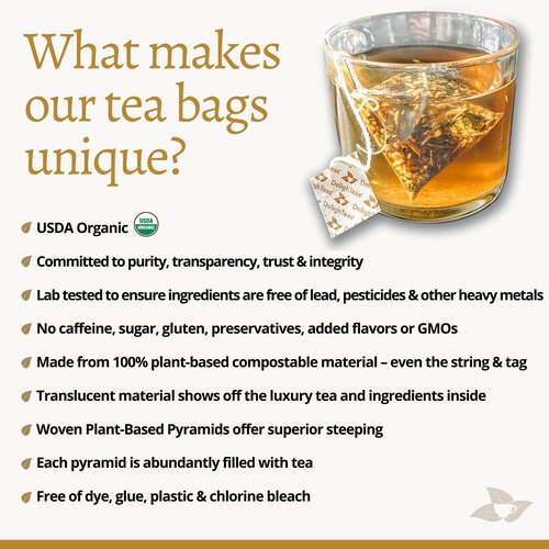 DelighTeas Organic Digest & Detox CCF Tea with Ginger | Eco-Conscious Pyramid Tea Bags | Ayurvedic Cumin Coriander Fennel Ginger Tea | USDA Organic, Vegan, Caffeine Free, Kosher | 30 Tea Bags, 4g each
