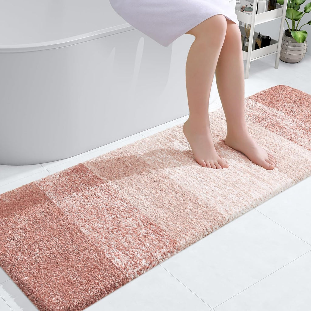 OLANLY Bathroom Runner Rug - Extra Soft Microfiber Mat | Quick-Dry, Washable, 59x20, Peach Color