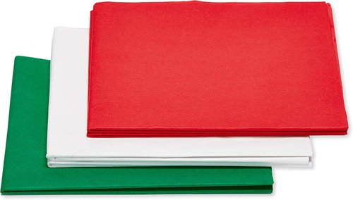 American Greetings Christmas Tissue Paper - 125 Sheets (Green, Red, White) | Perfect for Gifts & Crafts