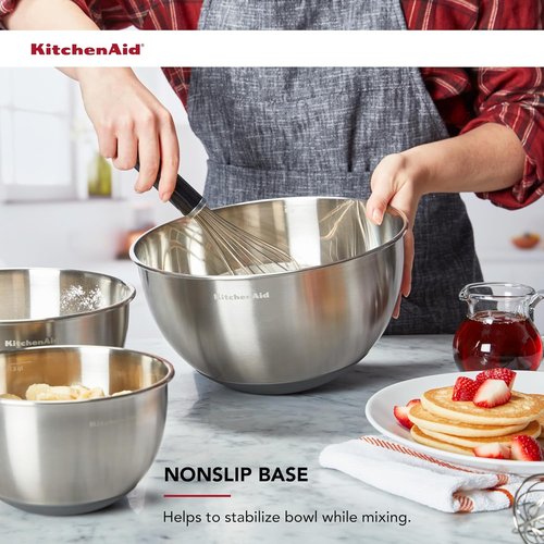 KitchenAid Stainless Steel Mixing Bowls - Durable Set of 3 for Effortless Meal Prep