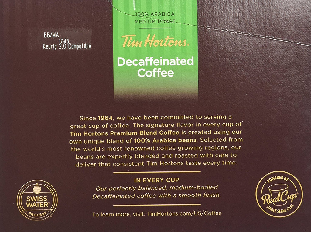 Tim Hortons Decaffeinated Single Serve Coffee Cups, 96 Count (Packaging May Vary)