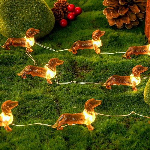 Haosonw Dachshund Dog String Lights, 10Ft 30 LEDs USB & Battery Operated Pets Theme Fairy Lights with Remote Timer Dachshund Gifts for Bedroom Wedding Birthday Party Christmas Tree Decor
