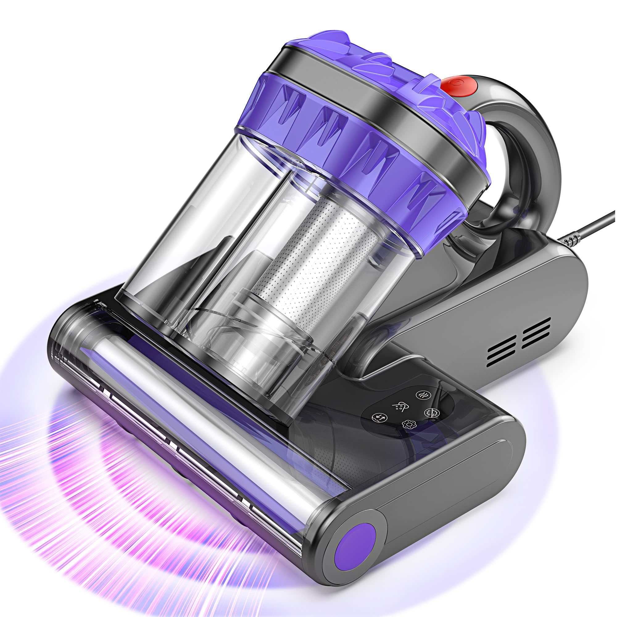 Yassol Mattress Vacuum Cleaner, Handheld Bed Vacuum Cleaner with 16Kpa Suction, 253.7nm UV-C Light, 149℉ Hot Air, Double-Cup Handheld Vacuums for Bed, Sofa, Couch, Crib (Corded, 550W)