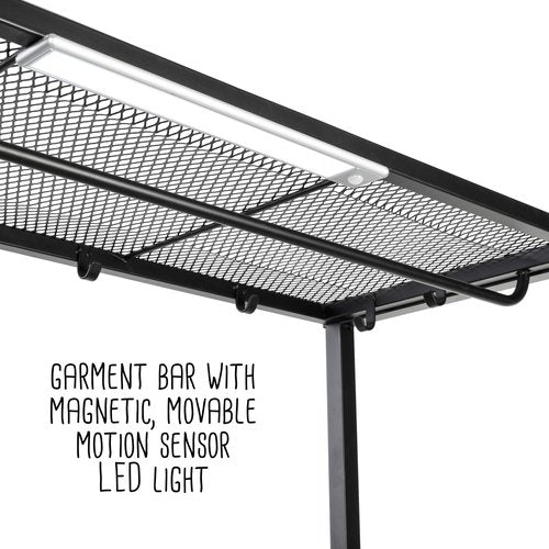 Honey-Can-Do Garage Entryway Storage Unit With Light, Hooks and Clothes-Hanging Bar, Black SHF-09842 Black