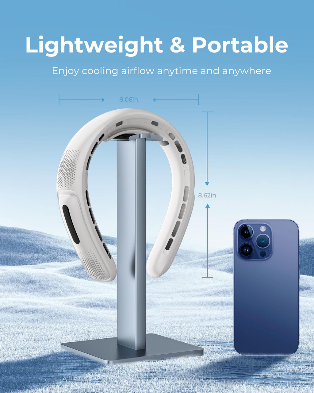 Jkjoy Portable Neck Fan, 4 Turbo Bladeless Neck Fan, 4000 mAh Battery Operated USB Rechargeable Personal Fan, 360° Cooling Hands Free Fan, 3 Speeds, LED Display, Wearable Fan for Office Travel Gifts