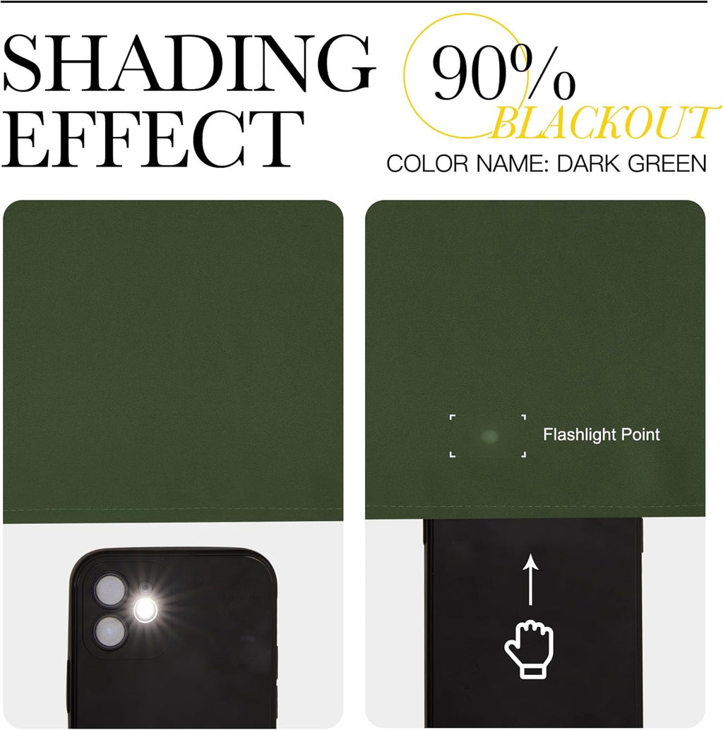 NICETOWN Dark Green Blackout Curtains - Noise Reducing Faux Silk Drapes, 42" x 63", 2 Panels for Small Windows