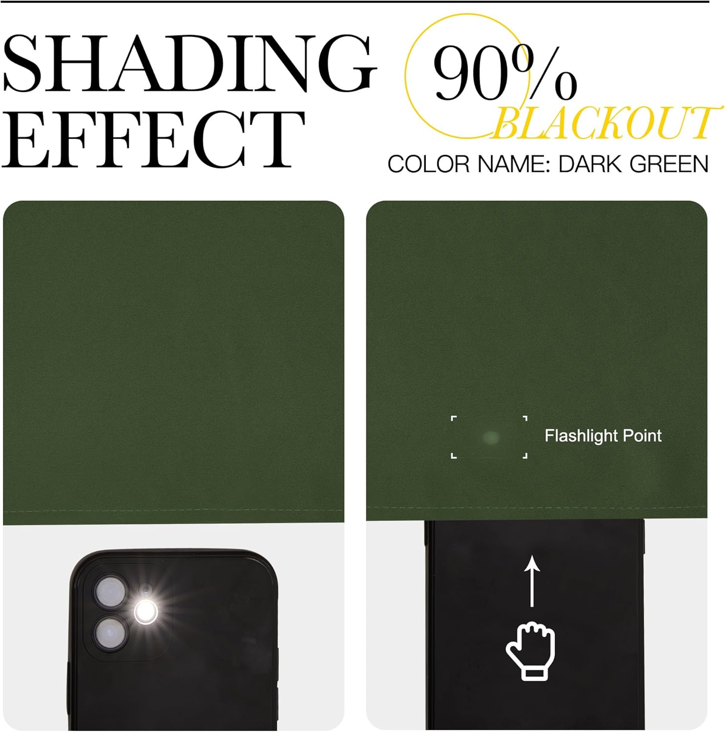 NICETOWN Dark Green Blackout Curtains - Noise Reducing Faux Silk Drapes, 42" x 63", 2 Panels for Small Windows