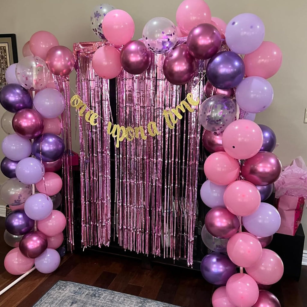 Regine Switzerland 60 Pcs Pastel Metallic Balloons - Pink & Purple Confetti for Birthday & Bridal Showers