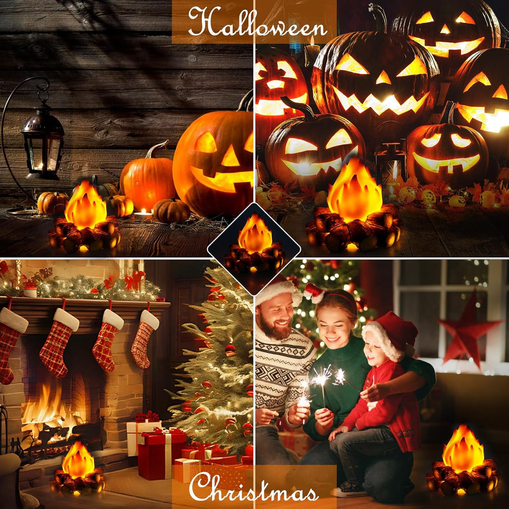 Bestview 3D LED Fake Campfire Night Light - Realistic Flameless Candle Fire Pit Lamp for Halloween & Christmas Decor