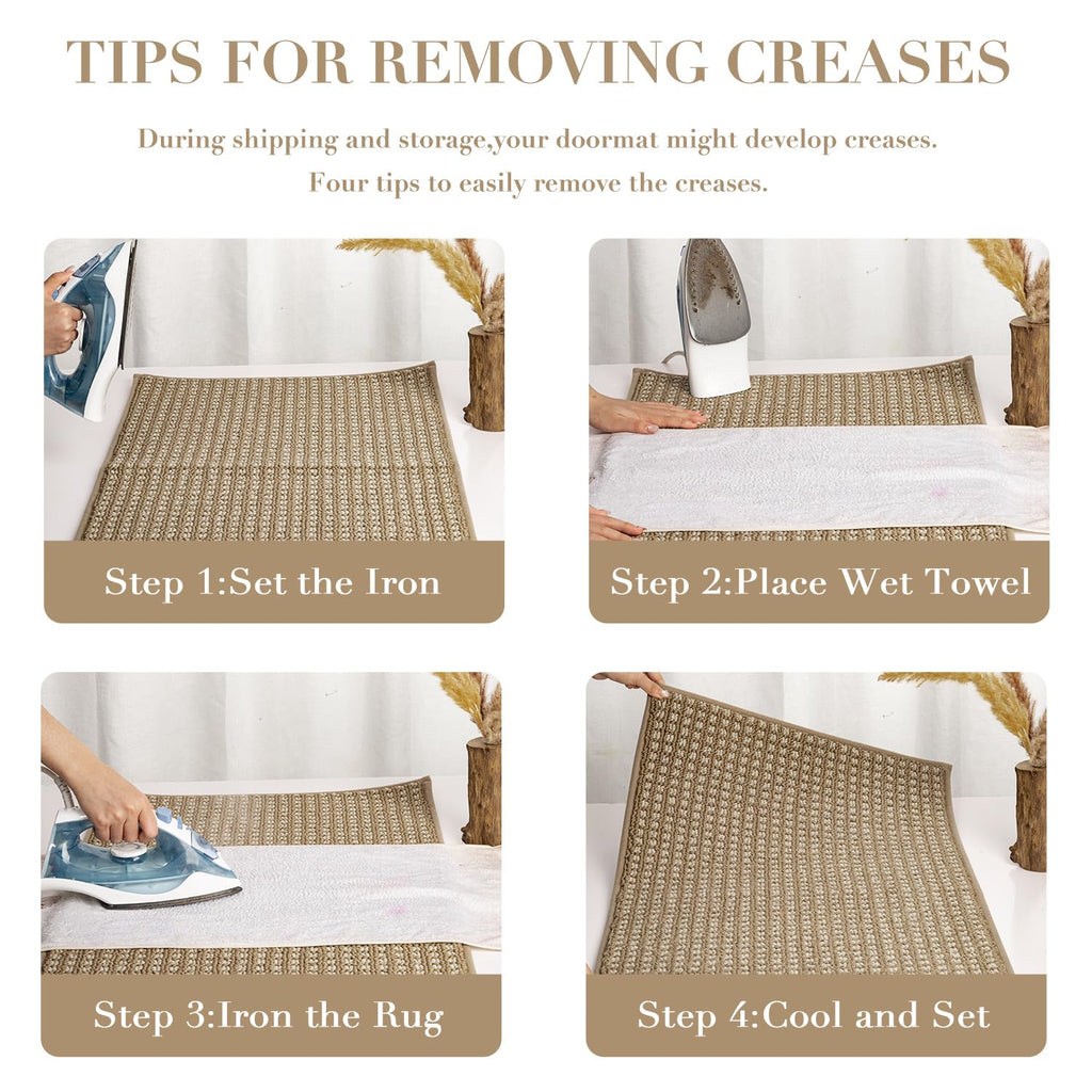 hicorfe Kitchen Runner Rugs,Non Slip Kitchen Mats for Floor-Thick Stain Resistant Kitchen Floor Mat Runner Carpet for Hallways Entryway Laundry Room Washable(48"x32",Brown)