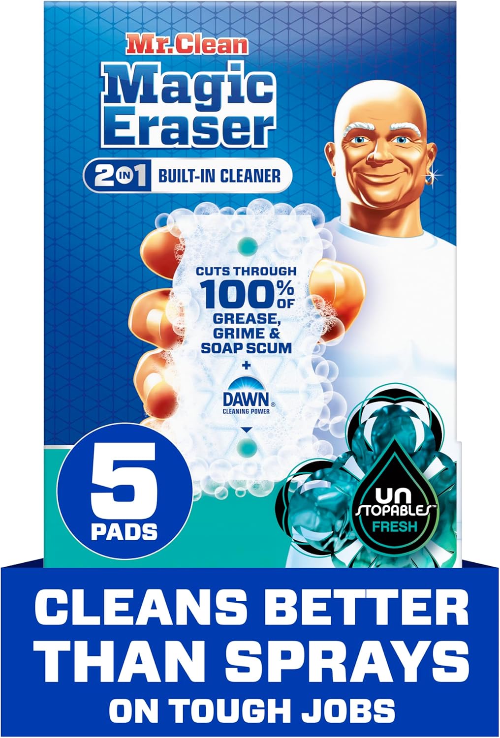 Mr. Clean Magic Eraser - Ultra Foamy All-Purpose Cleaner Sponge | 5 Count for Kitchen & Bathroom Cleaning