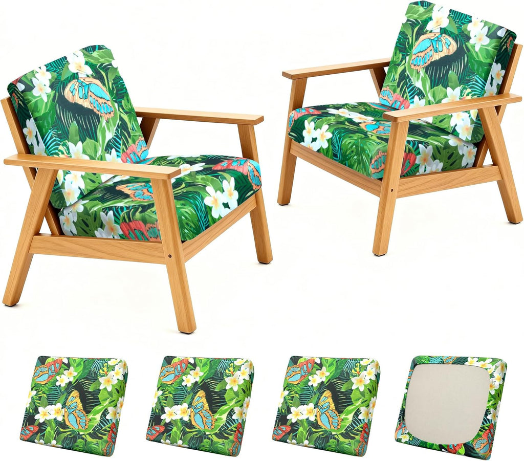 BIETYONE Patio Cushion Covers - 4Pcs Stretch Slipcovers for Outdoor Furniture | Washable & Reusable