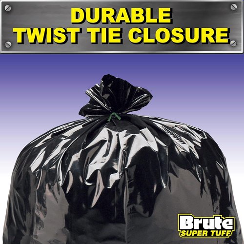 Brute Super Tuff Heavy Duty Contractor Bags - 42 Gallon, Black, 20 Count with Twist Tie Closure