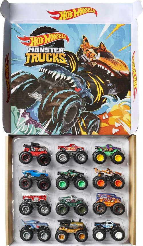 Hot Wheels Monster Trucks - Set of 12 Die-Cast Toy Trucks for Kids & Collectors | 1:64 Scale
