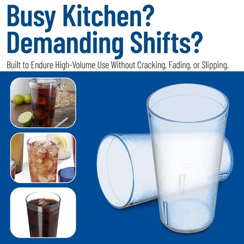 Carlisle FoodService Products Stackable Tumbler Plastic Tumbler with Pebbled Exterior for Restaurants, Catering, Kitchens, Plastic, 16 Ounces, Clear, (Pack of 72)