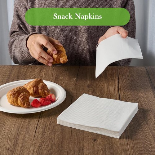 ECOLipak Lunch Napkins - 250 Count Soft & Absorbent 2-Ply Paper Napkins | 6.5x6.5 Inch Folded