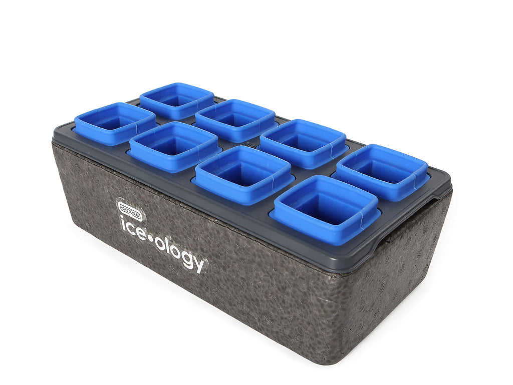 Dexas ice•ology Silicone Clear Ice Maker for Craft Cocktail Ice, 8 Count Cube Tray