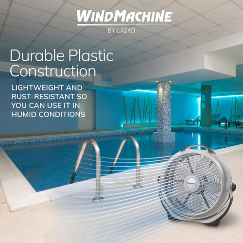 Lasko Wind Machine Fan - Powerful Air Circulator with 3 Speed Settings | 20" Gray Model 3300