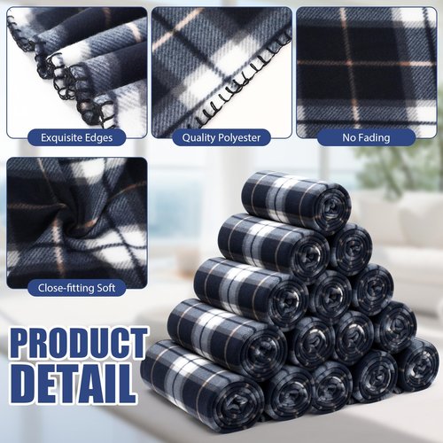 HunnmingRe 15 Pcs Plaid Blanket Bulk 60 x 50 Inch Buffalo Plaid Throw Blanket Soft Lightweight Warm Checkered Home Decoration for Couch Sofa Chair Bed Office Home Travel Outdoor
