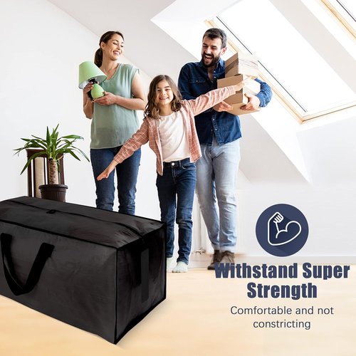 HOMESURE Large Water-Resistant Moving Bags - 12 Pack Heavy-Duty Storage Totes with Zippers & Handles | Black