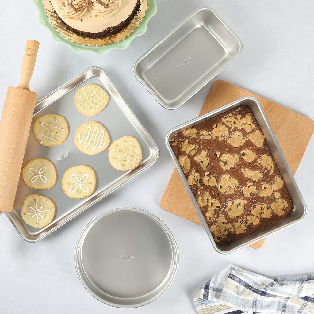 Martha Stewart Non-Stick Aluminum Bakeware Set - 4-Piece, Dishwasher Safe & Durable