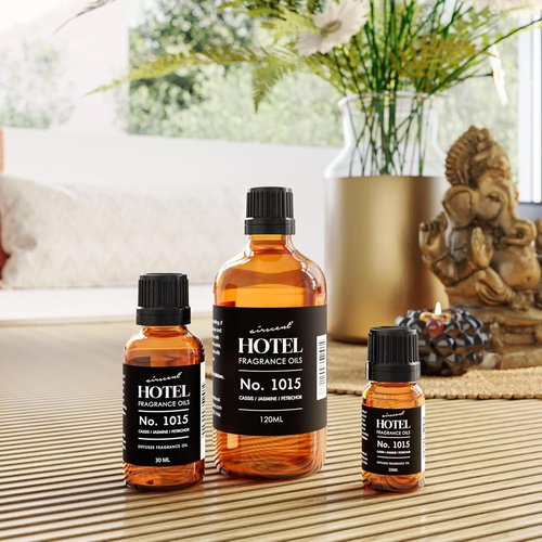 AirScent Hotel Diffuser Oil No. 1015 - Premium Cassis Jasmine Petrichor Fragrance - 10 mL Glass Dropper Bottle