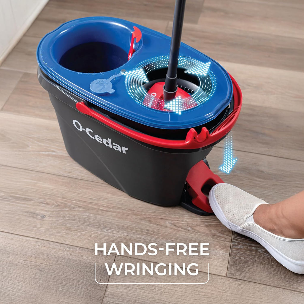 O-Cedar RinseClean Spin Mop & Bucket System - Effortless Cleaning with Water | Eliminates 99% of Bacteria